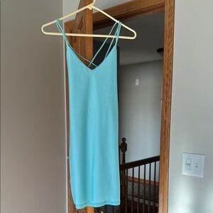 Light Blue Strappy Mini Dress (Nina Double Lined Mini Dress)